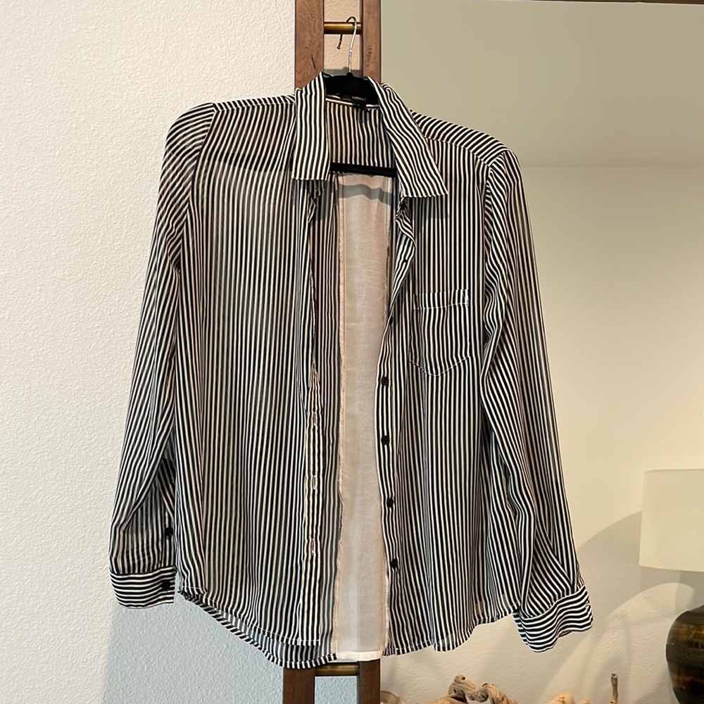 Striped Button Up blouse Size Small